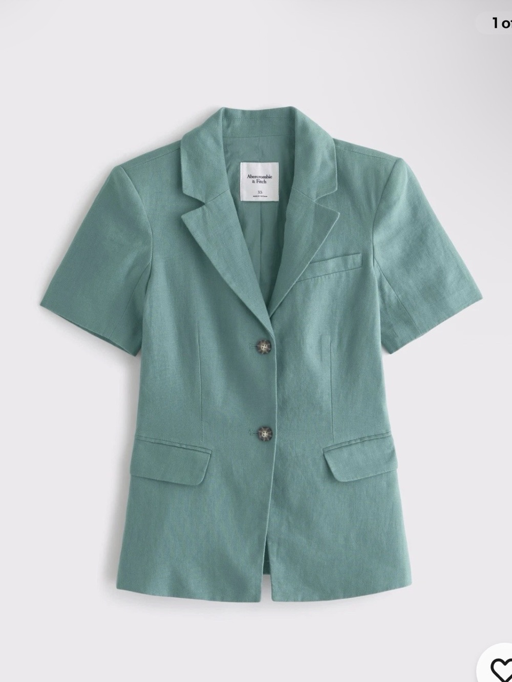 Abercrombie & Fitch Women's Sage Green Short-Sleeve Linen Blazer